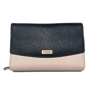 Kate Spade Black and Tan Leather Clutch Wallet